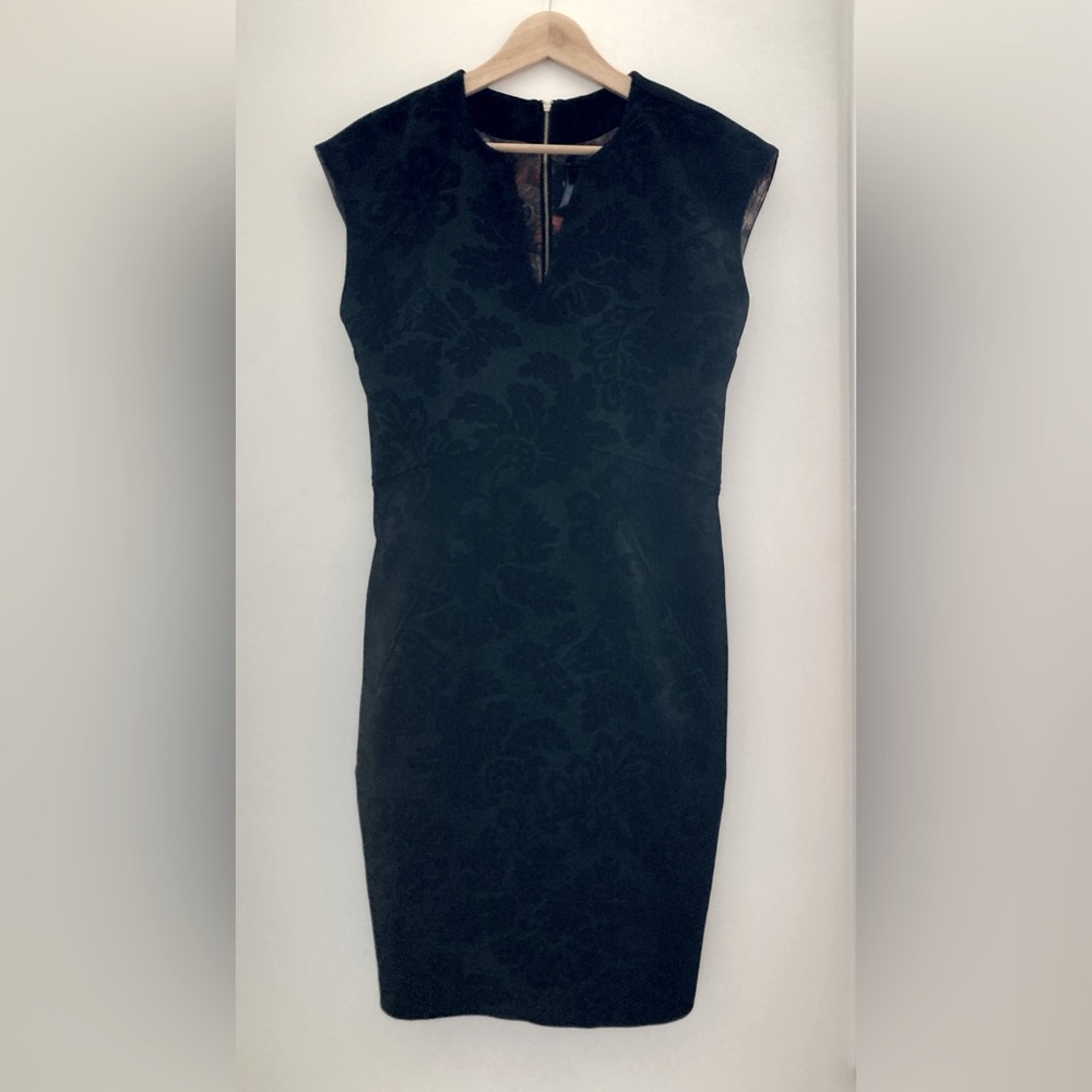 Ted Baker Black Cocktail Dress, Brocade with Zipper and Fabulous Lining!